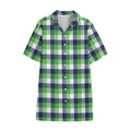 White Green And Blue Buffalo Plaid Print Cotton Hawaiian Shirt