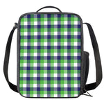 White Green And Blue Buffalo Plaid Print Crossbody Lunch Bag