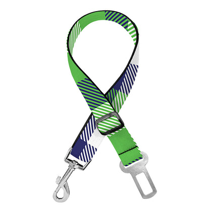 White Green And Blue Buffalo Plaid Print Dog Seat Belt