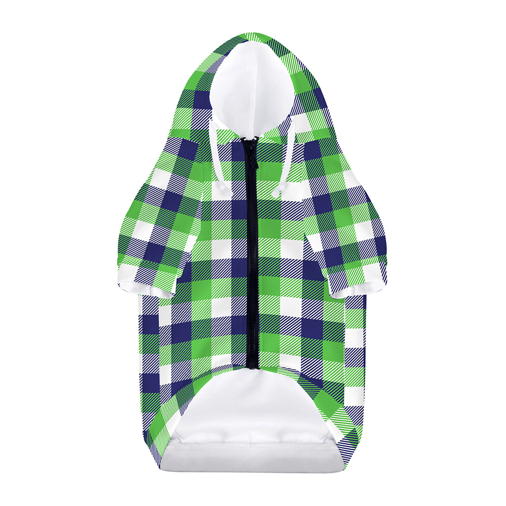 White Green And Blue Buffalo Plaid Print Dog Zip Up Hoodie