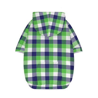 White Green And Blue Buffalo Plaid Print Dog Zip Up Hoodie
