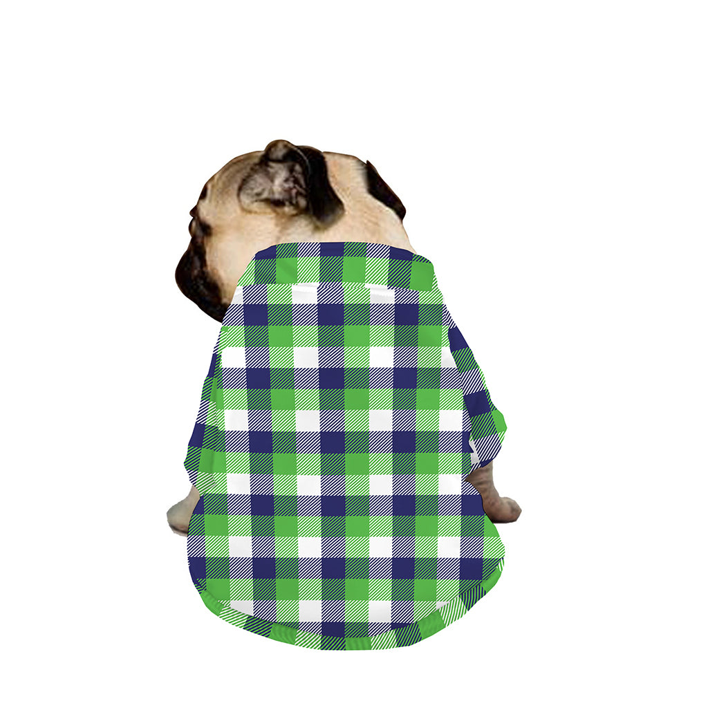 White Green And Blue Buffalo Plaid Print Dog Zip Up Jacket