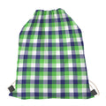 White Green And Blue Buffalo Plaid Print Drawstring Bag