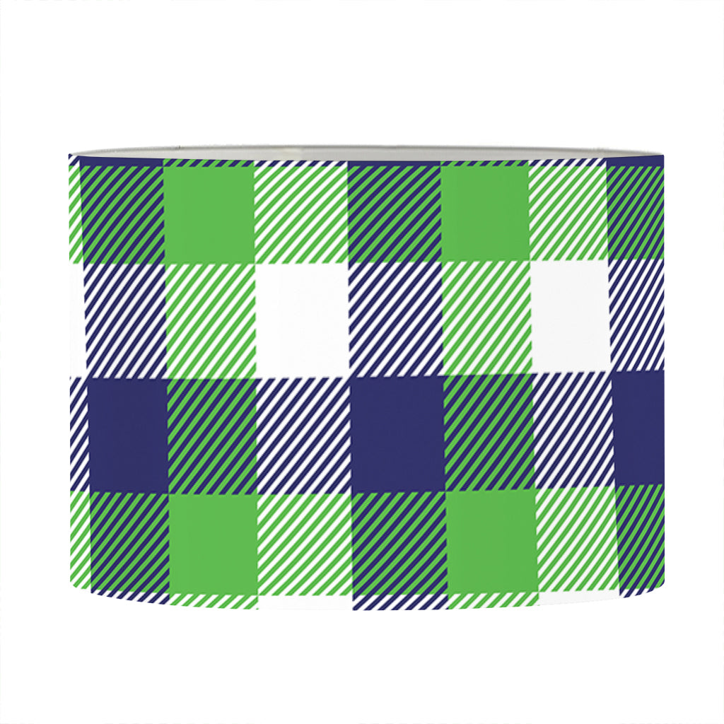White Green And Blue Buffalo Plaid Print Drum Lamp Shade