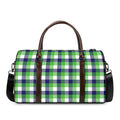 White Green And Blue Buffalo Plaid Print Duffel Bag