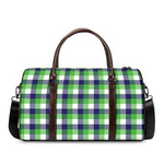White Green And Blue Buffalo Plaid Print Duffle Bag