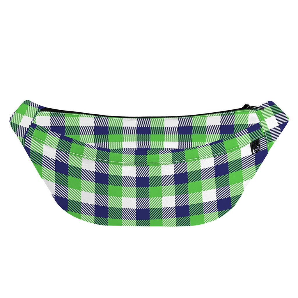 White Green And Blue Buffalo Plaid Print Fanny Pack