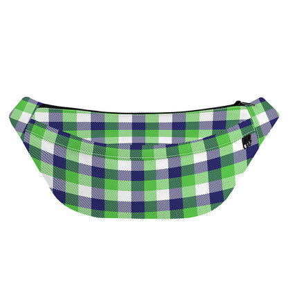 White Green And Blue Buffalo Plaid Print Fanny Pack