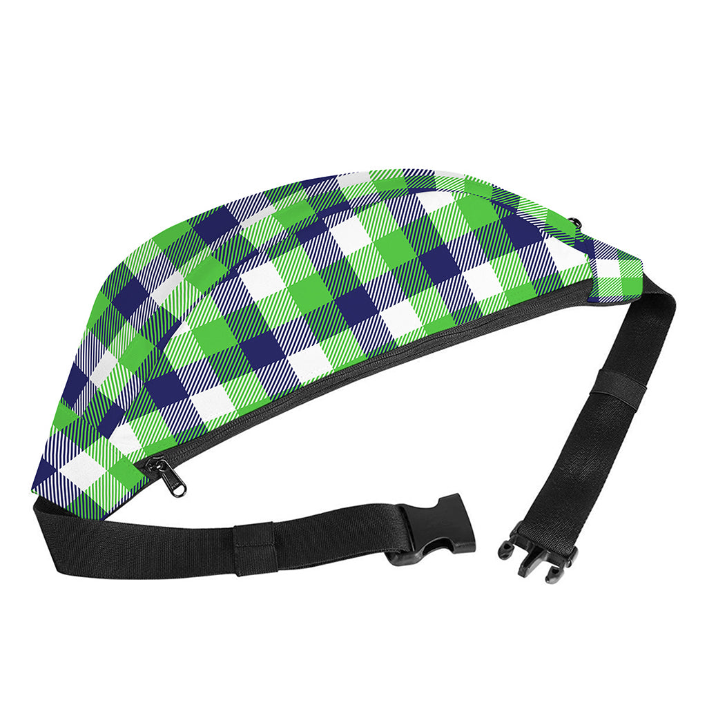 White Green And Blue Buffalo Plaid Print Fanny Pack