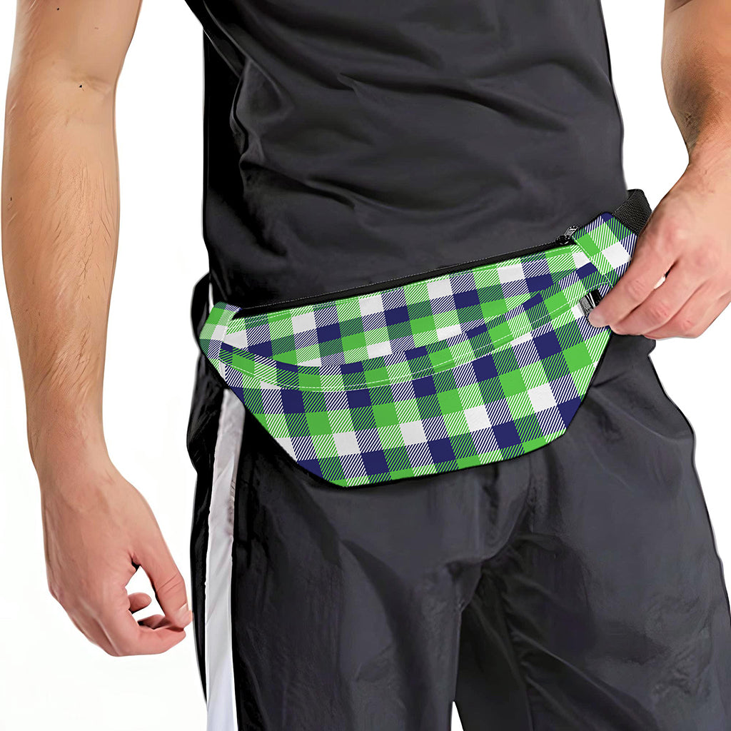 White Green And Blue Buffalo Plaid Print Fanny Pack