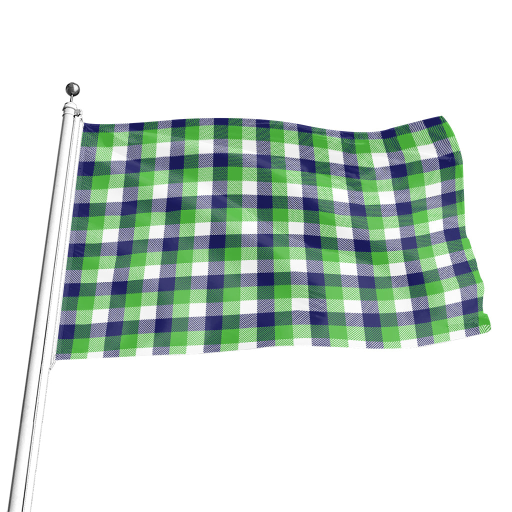 White Green And Blue Buffalo Plaid Print Flag