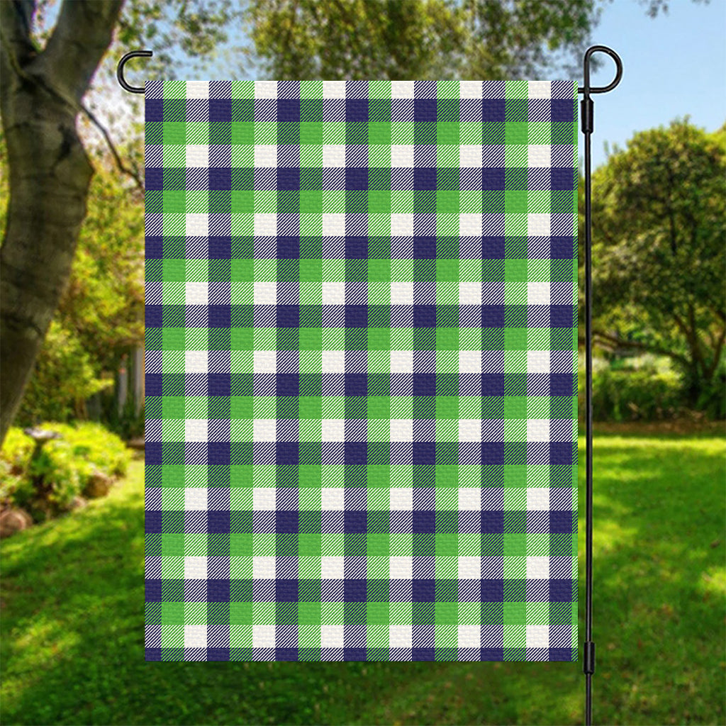 White Green And Blue Buffalo Plaid Print Garden Flag