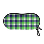 White Green And Blue Buffalo Plaid Print Glasses Case