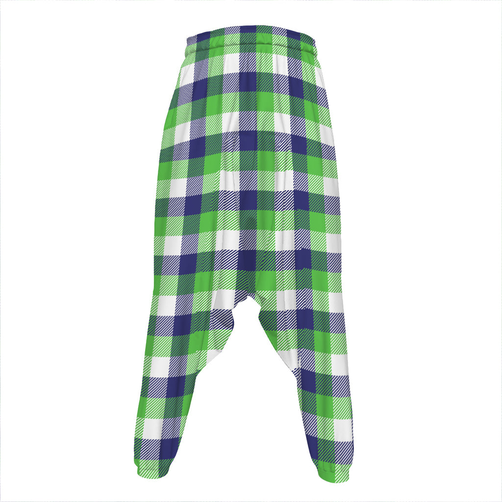 White Green And Blue Buffalo Plaid Print Hammer Pants