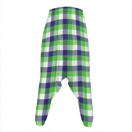 White Green And Blue Buffalo Plaid Print Hammer Pants