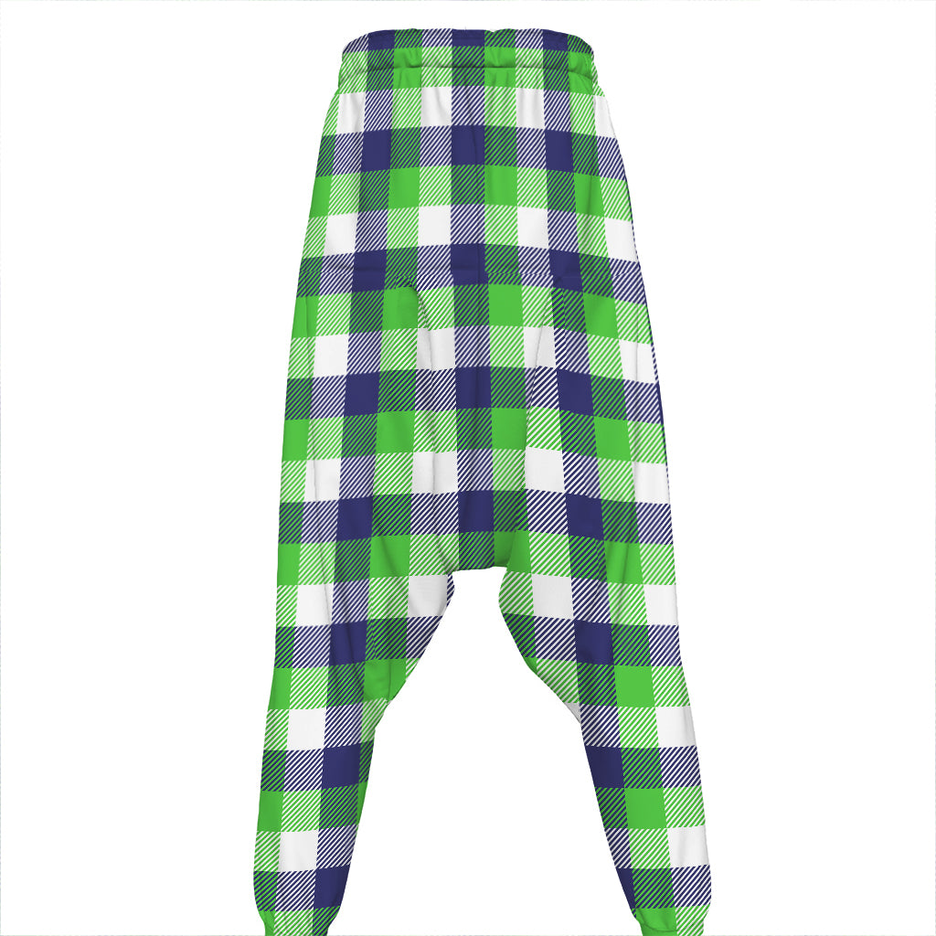 White Green And Blue Buffalo Plaid Print Hammer Pants