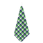 White Green And Blue Buffalo Plaid Print Hand Towel