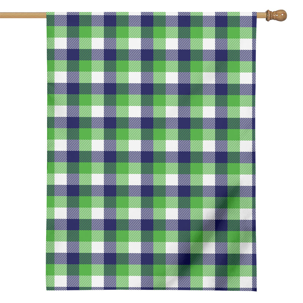 White Green And Blue Buffalo Plaid Print House Flag