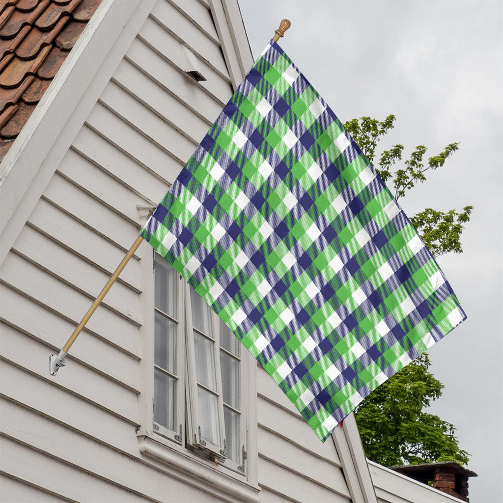 White Green And Blue Buffalo Plaid Print House Flag