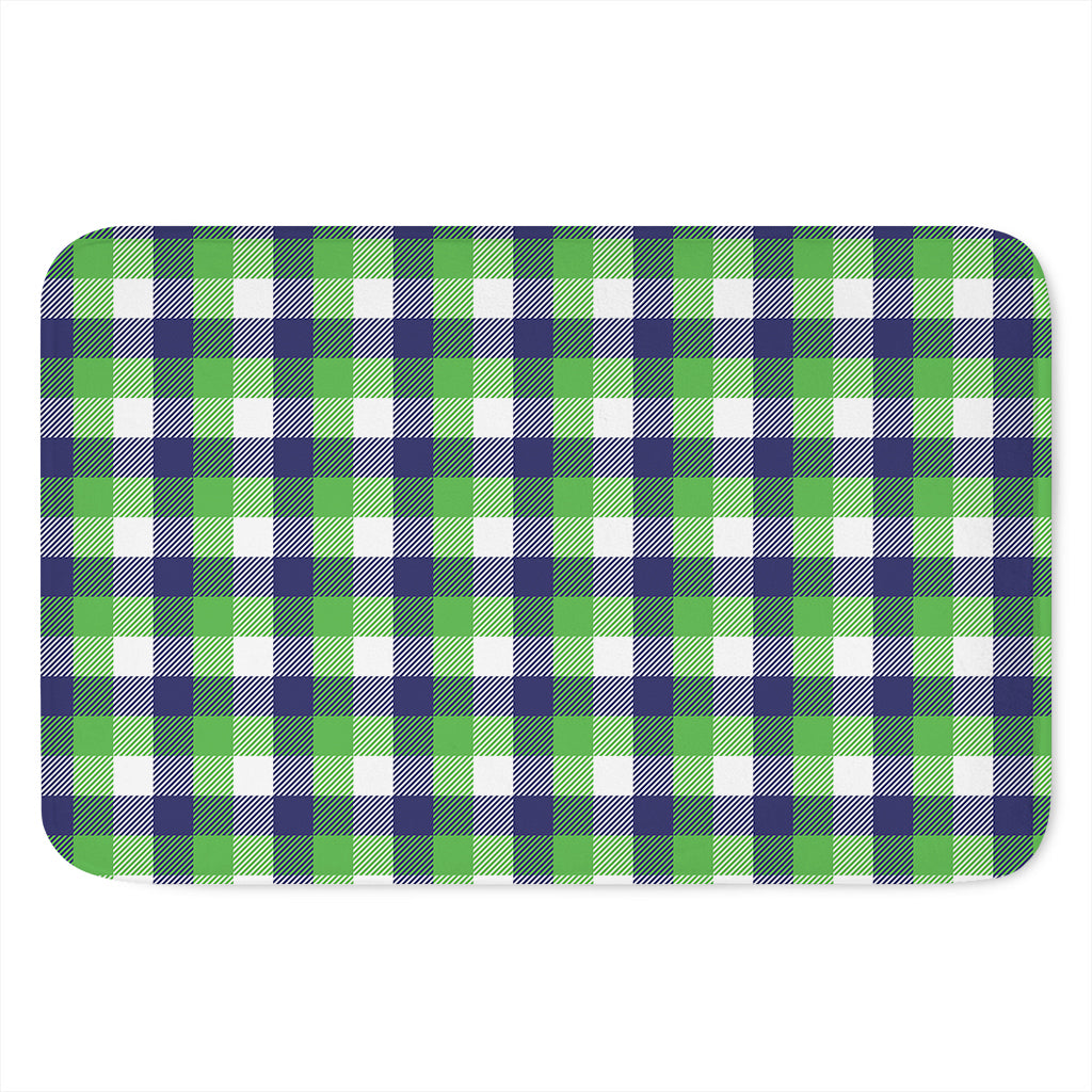 White Green And Blue Buffalo Plaid Print Indoor Door Mat