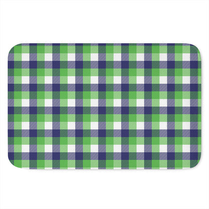 White Green And Blue Buffalo Plaid Print Indoor Door Mat
