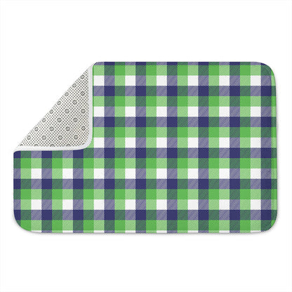 White Green And Blue Buffalo Plaid Print Indoor Door Mat