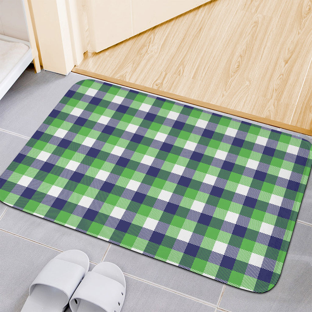 White Green And Blue Buffalo Plaid Print Indoor Door Mat