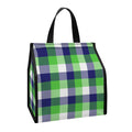White Green And Blue Buffalo Plaid Print Insulated Lunch Tote