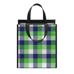 White Green And Blue Buffalo Plaid Print Insulated Lunch Tote
