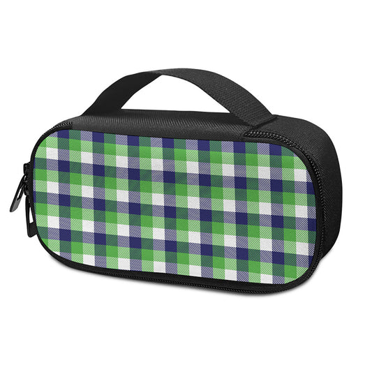 White Green And Blue Buffalo Plaid Print Insulin Cooler Travel Case
