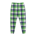 White Green And Blue Buffalo Plaid Print Jogger Pants