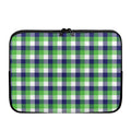 White Green And Blue Buffalo Plaid Print Laptop Sleeve