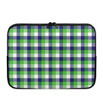 White Green And Blue Buffalo Plaid Print Laptop Sleeve