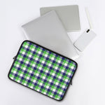 White Green And Blue Buffalo Plaid Print Laptop Sleeve