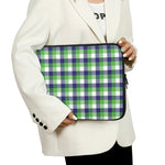 White Green And Blue Buffalo Plaid Print Laptop Sleeve