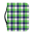 White Green And Blue Buffalo Plaid Print Leather Bible Cover