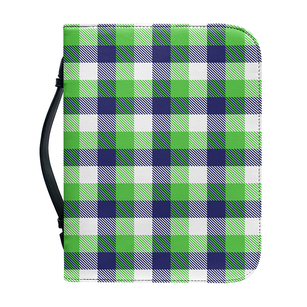 White Green And Blue Buffalo Plaid Print Leather Bible Cover