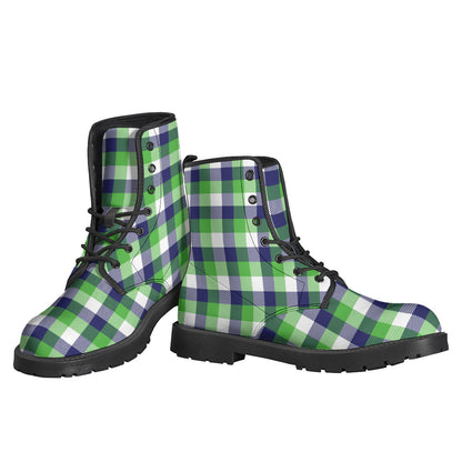 White Green And Blue Buffalo Plaid Print Backpack
