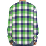 White Green And Blue Buffalo Plaid Print Long Sleeve Baseball Jersey