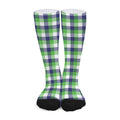 White Green And Blue Buffalo Plaid Print Long Socks