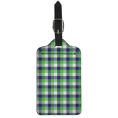 White Green And Blue Buffalo Plaid Print Luggage Tag