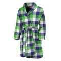 White Green And Blue Buffalo Plaid Print Men's Bathrobe