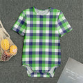 White Green And Blue Buffalo Plaid Print Men's Bodysuit