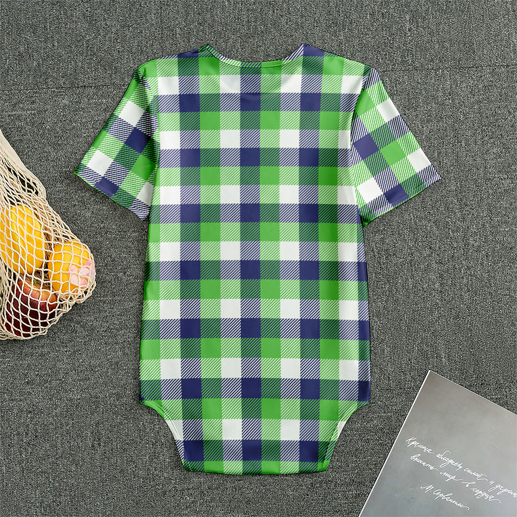 White Green And Blue Buffalo Plaid Print Men's Bodysuit