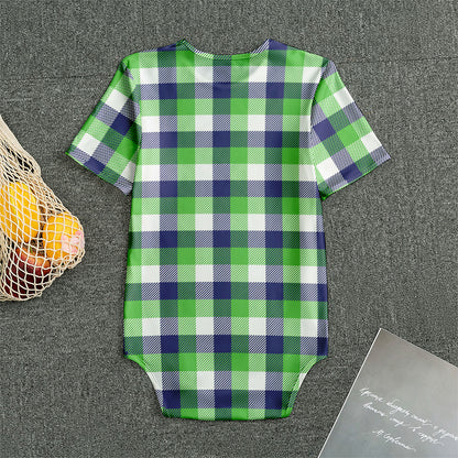 White Green And Blue Buffalo Plaid Print Men's Bodysuit