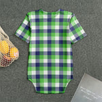 White Green And Blue Buffalo Plaid Print Men's Bodysuit