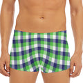 White Green And Blue Buffalo Plaid Print Men's Short Boxer Briefs