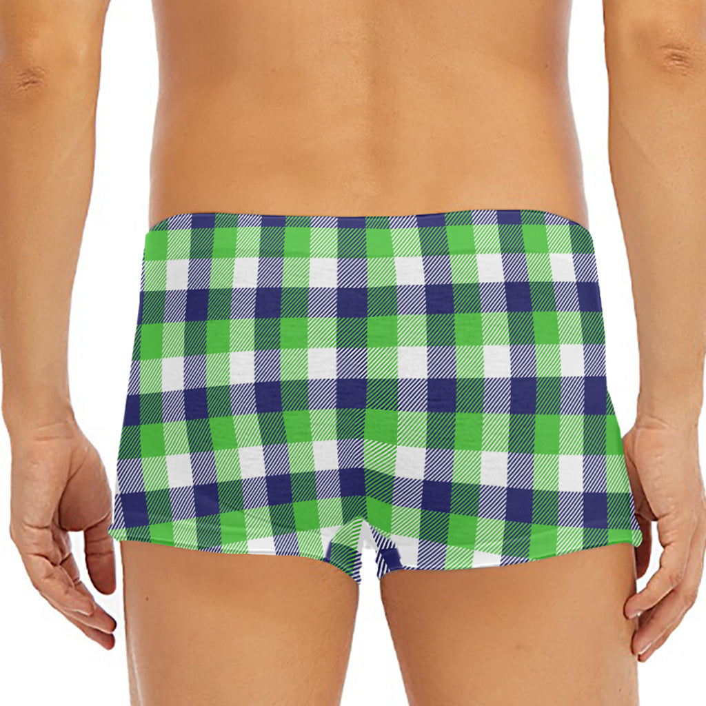 White Green And Blue Buffalo Plaid Print Men's Short Boxer Briefs