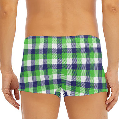 White Green And Blue Buffalo Plaid Print Men's Short Boxer Briefs