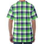 White Green And Blue Buffalo Plaid Print Men's Velvet T-Shirt